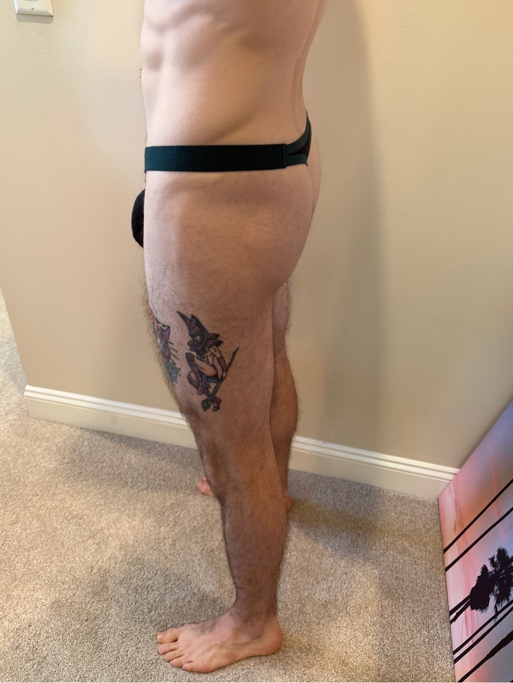Men’s black/green mesh thong - Picture 3 of 4